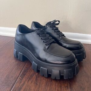 Black Chunky Platform Oxford Shoes